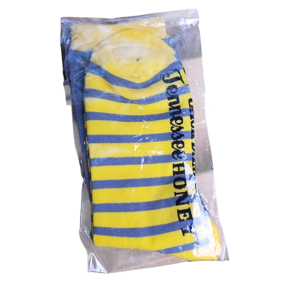 Jack Daniels Tennessee Honey Blue and Yellow Socks with Bees. NWOT - Picture 5 of 7